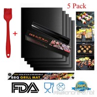 BBQ Grill Mat Charcoal Charbroil BBQ Grill Mats Set of 5 Black  100% Non-stick Reusable and Easy to Clean - FDA Approved  PFOA Free  Works on Gas  Charcoal  Electric Grill (Black (5 Pack)) - B071GT3F1X